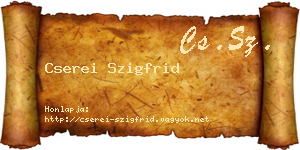Cserei Szigfrid névjegykártya